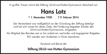 Traueranzeige von Hans Latz 