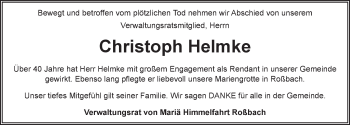 Traueranzeige von Christoph Helmke 