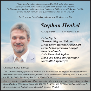 Traueranzeige von Stephan Henkel 