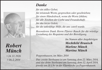 Traueranzeige von Robert Münch 