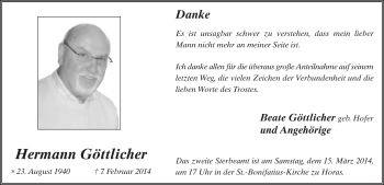 Traueranzeige von Hermann Göttlicher 