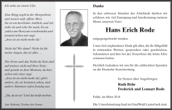 Traueranzeige von Hans Erich Rode 