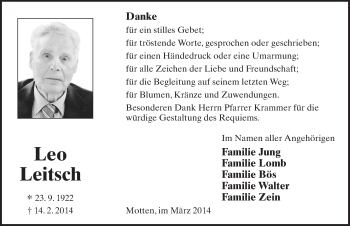Traueranzeige von Leo Leitsch 