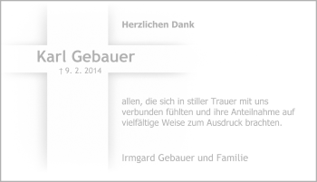 Traueranzeige von Karl Gebauer 