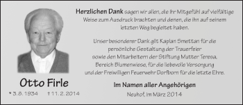 Traueranzeige von Otto Firle 
