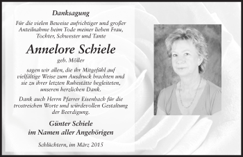 Traueranzeige von Annelore Schiele 