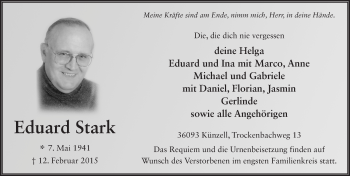 Traueranzeige von Eduard Stark 