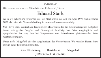 Traueranzeige von Eduard Stark 