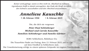 Traueranzeige von Anneliese Kauschke 