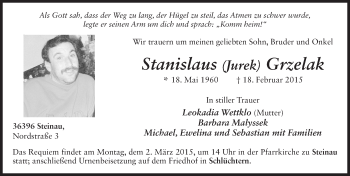Traueranzeige von Stanislav Grzelak 