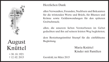 Traueranzeige von August Knüttel 