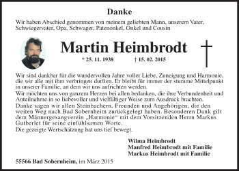 Traueranzeige von Martin Heimbrodt 