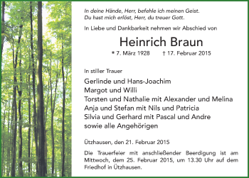 Traueranzeige von Heinrich Braun 