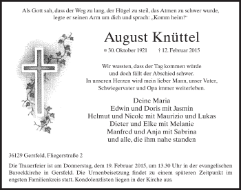 Traueranzeige von August Knüttel 
