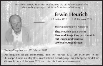 Traueranzeige von Erwin Heurich 