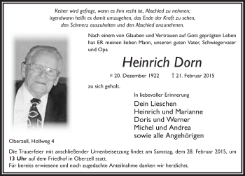Traueranzeige von Heinrich Dorn 