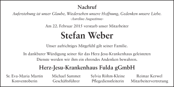 Traueranzeige von Stefan Weber 