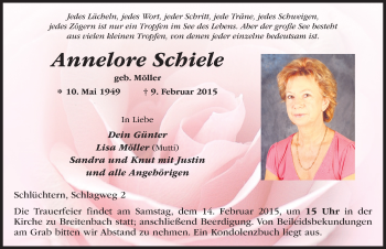 Traueranzeige von Annelore Schiele 