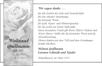 Traueranzeige von Waltraud Quillmann 