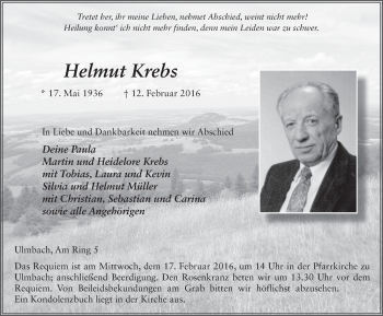 Traueranzeige von Helmut Krebs 