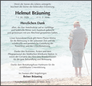 Traueranzeige von Helmut Bräuning 