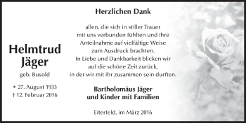 Traueranzeige von Helmtrud Jäger 