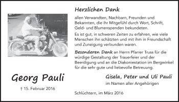 Traueranzeige von Georg Pauli 