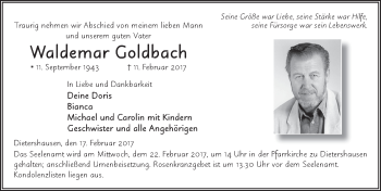 Traueranzeige von Waldemar Goldbach 