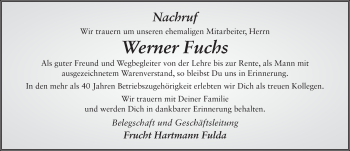 Traueranzeige von Werner Fuchs 
