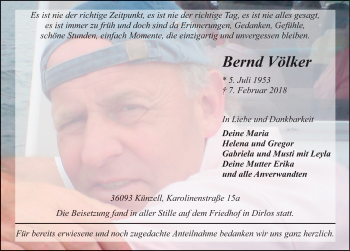 Traueranzeige von Bernd Völker 