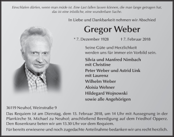 Traueranzeige von Gregor Weber 