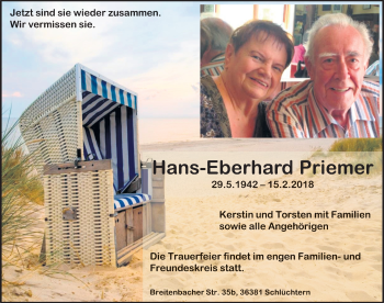 Traueranzeige von Hans-Eberhard Priemer 