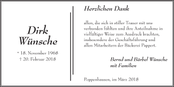 Traueranzeige von Dirk Wünsche 