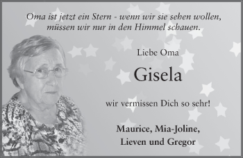 Traueranzeige von Gisela Heurich 