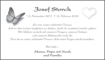 Traueranzeige von Josef Storch 