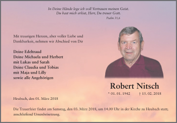 Traueranzeige von Robert Nitsch 