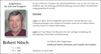Traueranzeige von Robert Nitsch 