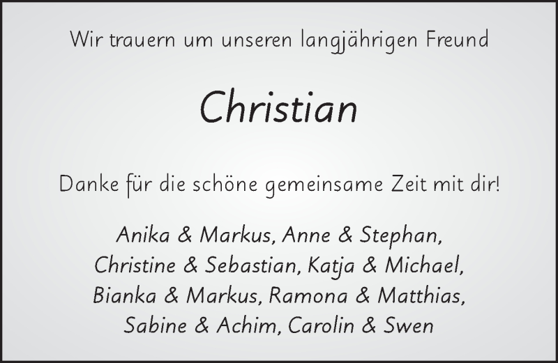  Traueranzeige für Christian Chalupa vom 20.07.2018 aus 