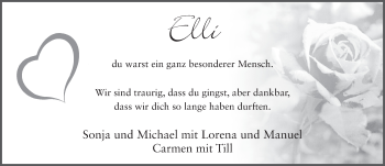 Traueranzeige von Elli Blumenthal von FZ