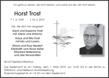 Traueranzeige von Horst Trost 