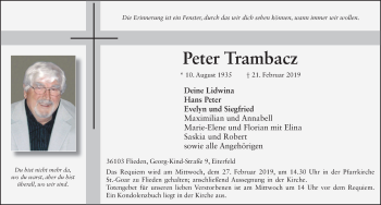 Traueranzeige von Peter Trambacz 