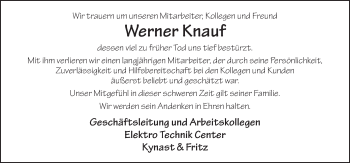 Traueranzeige von Werner Knauf von FZ