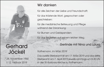 Traueranzeige von Gerhard Jöckel von FZ