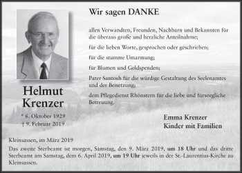 Traueranzeige von Helmut Krenzer 