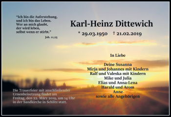 Traueranzeige von Karl-Heinz Dittewich von FZ
