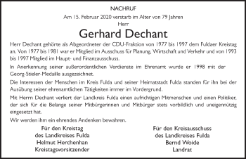 Traueranzeige von Gerhard Dechant von FZ