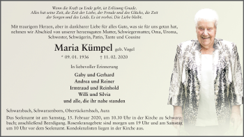 Traueranzeige von Maria Kümpel von FZ