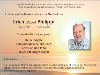 Traueranzeige von Erich Philippi von FZ