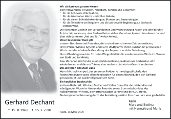 Traueranzeige von Gerhard Dechant von FZ
