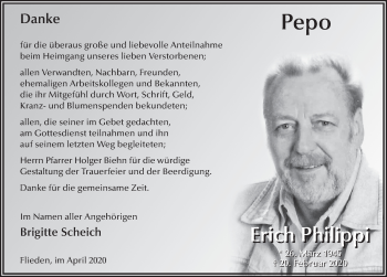 Traueranzeige von Erich Philippi von FZ